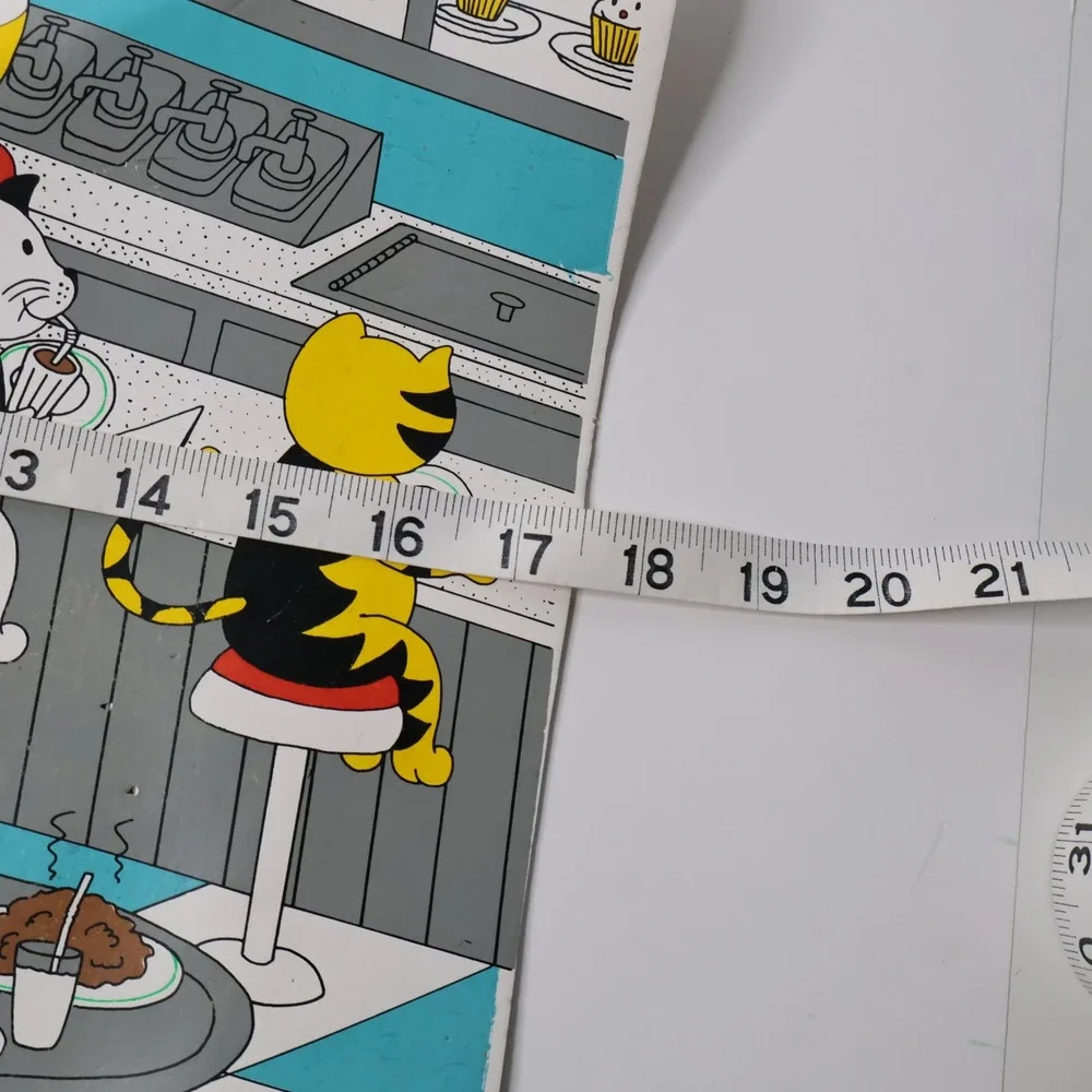 VTG Knobler Cats Diner Placemat Art Retro Anthropomorphic Cat Cafe Kitsch‎ 17